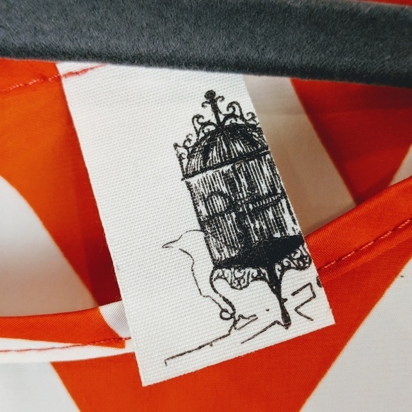 Francescas Womens Chevron Striped Short Sleeve Blouse Size L Button Accent Boho - Picture 4 of 5